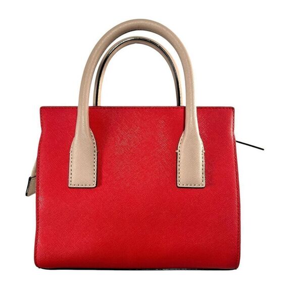 Kate Spade Leather Satchel Purse Bag Saffiano Red & Beige Colorblock Style - Picture 8 of 12
